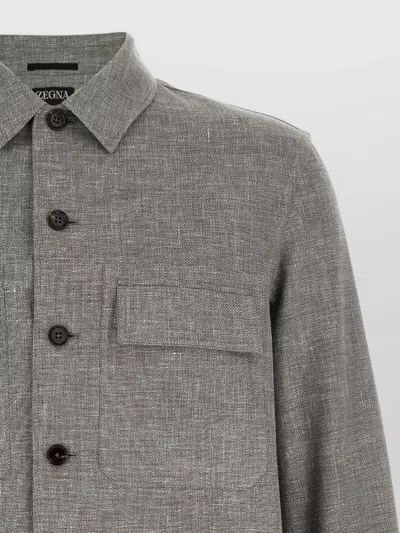 Zegna Crossover Overshirt Jacket Chest Pockets In Pattern