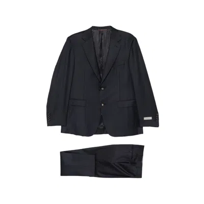 Canali Pinstripe-pattern Single-breasted Suit In Blue