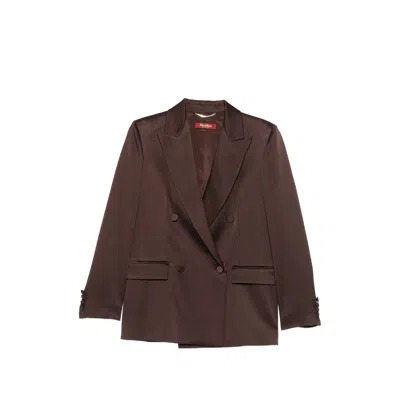 Max Mara Arca Double-breasted Blazer In Brown