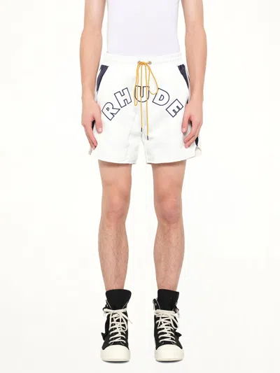 Rhude Logo Printed Drawstring Lightning Shortrs In White