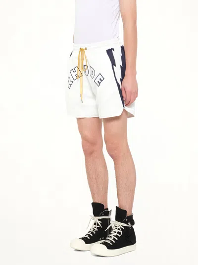 Rhude Logo Printed Drawstring Lightning Shortrs In White