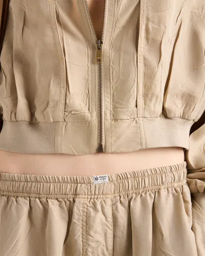 Prada Drawstring Cotton-linen Pants In Neutral