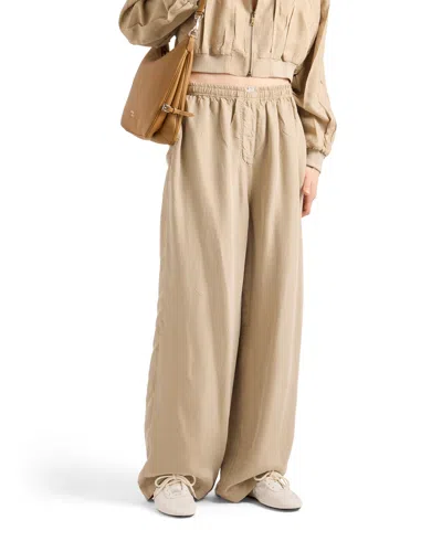 Prada Drawstring Cotton-linen Pants In Neutral