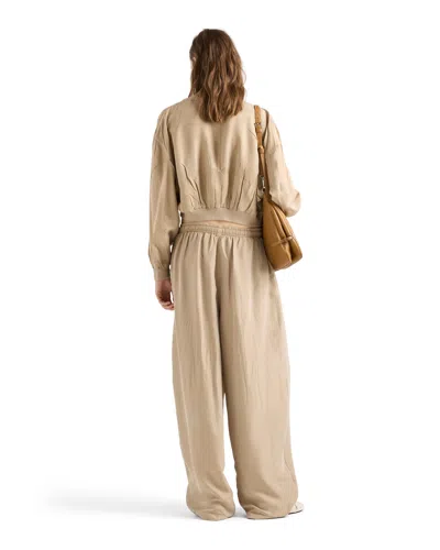 Prada Drawstring Cotton-linen Pants In Neutral