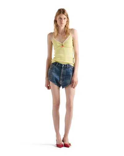 Prada Cotton Bouclé Top In Neutral