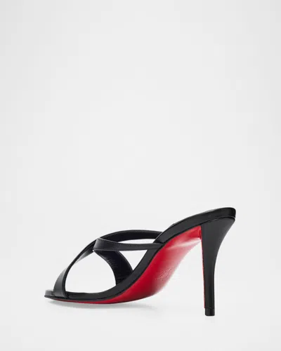 Christian Louboutin Mulazee Leather Mules Crossover Straps Stiletto Heel In Black