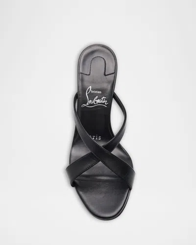 Christian Louboutin Mulazee Leather Mules Crossover Straps Stiletto Heel In Black
