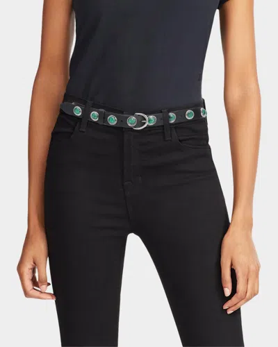 Rag & Bone Celia Stud Leather Belt In Black