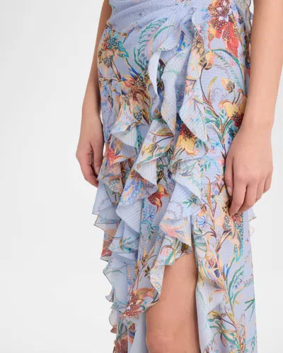 Etro Ruffled Tiered Paisley And Floral-print Satin Maxi Dress In Blue