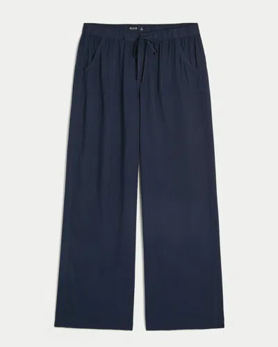 Hollister Pull-on Slub Pants In Blue