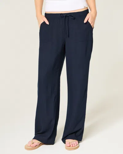 Hollister Pull-on Slub Pants In Blue