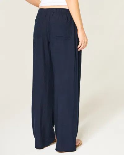 Hollister Pull-on Slub Pants In Blue