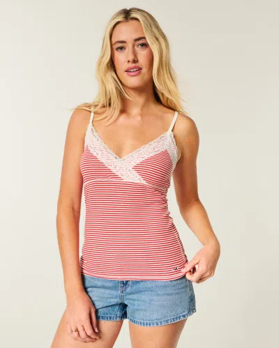 Hollister Wrap Lace Trim Layering Cami In Red