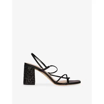 Sandro Glitter Block-heeled Sandals In Black