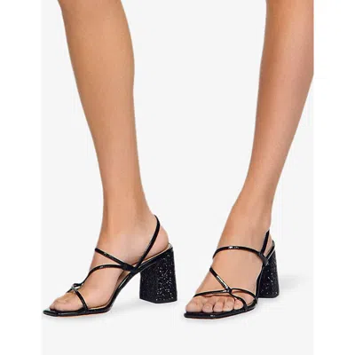 Sandro Glitter Block-heeled Sandals In Black