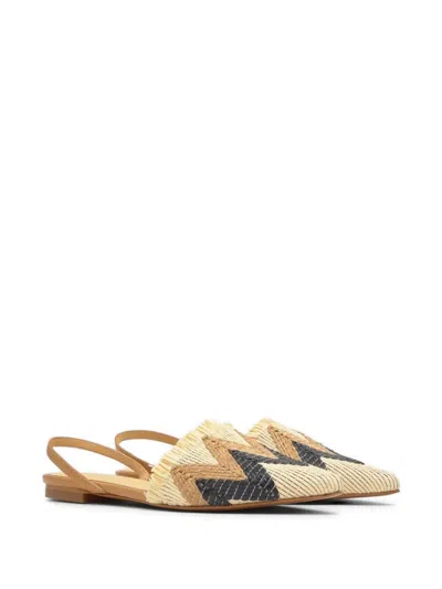 Castaã±er Berta Chevron-patterned Slingback Espadrilles In Brown