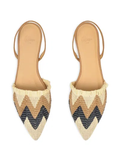 Castaã±er Berta Chevron-patterned Slingback Espadrilles In Brown