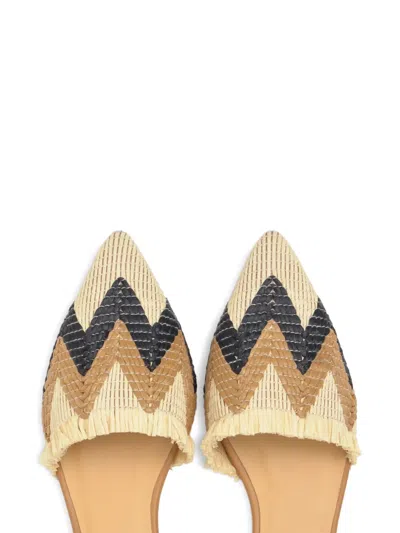 Castaã±er Berta Chevron-patterned Slingback Espadrilles In Brown