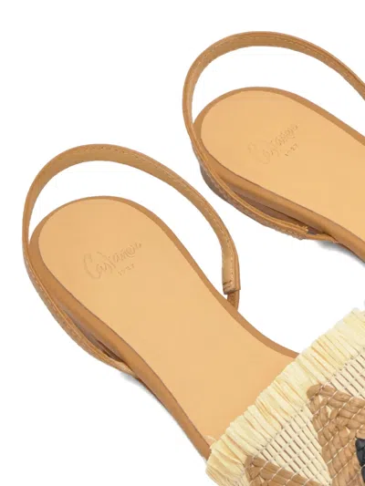 Castaã±er Berta Chevron-patterned Slingback Espadrilles In Brown
