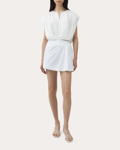 Simkhai Wrenli Cotton Pleated Top In White