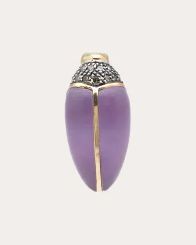 Bibi Van Der Velden Mini Scarab Amethyst Stud Earring In Purple