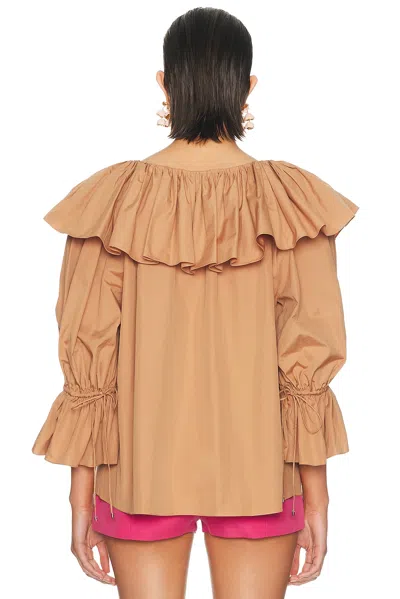 Chloé Ruffled Cotton Blouse With Drawstring Cuffs For Women In Brown