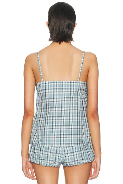 Acne Studios Cotton Check Bow Blouse In Blue