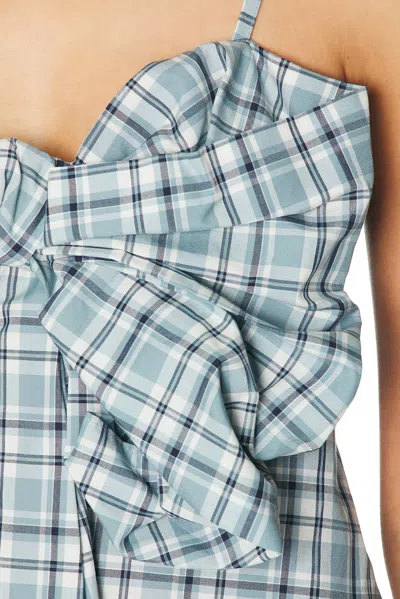 Acne Studios Cotton Check Bow Blouse In Blue