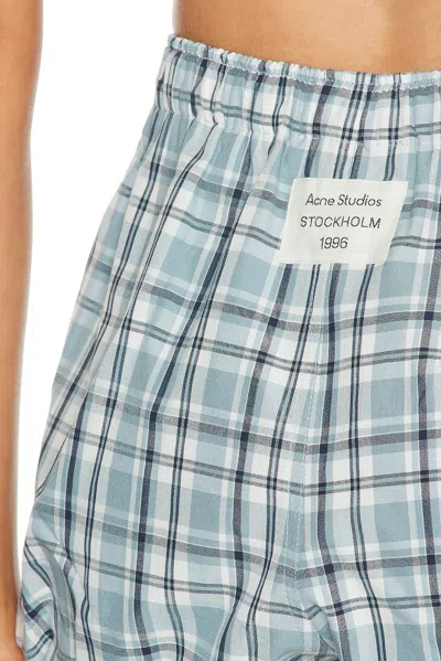 Acne Studios Organic Cotton Lounge Shorts Plaid Pattern In Blue