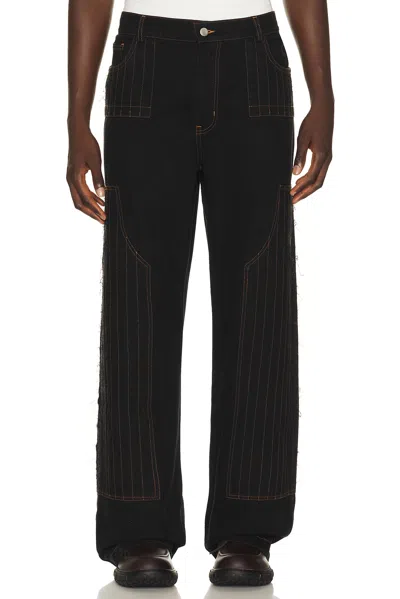 Pas Une Marque Distressed Patch Carpenter Pants In Black