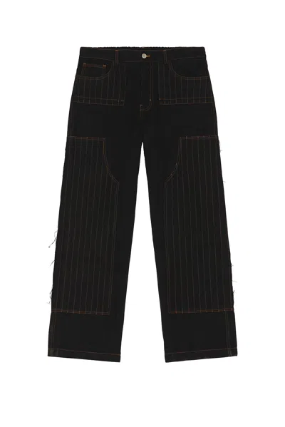 Pas Une Marque Distressed Patch Carpenter Pants In Black