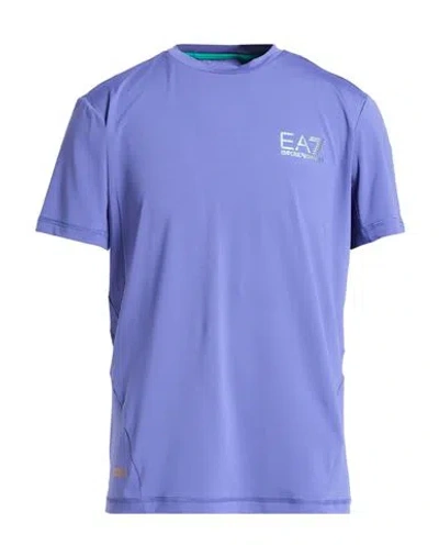 Ea7 Man T-shirt Blue Size Xl Polyester, Elastane In Purple