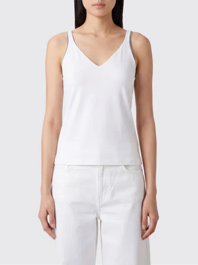 Brunello Cucinelli Silk Strap Top In White