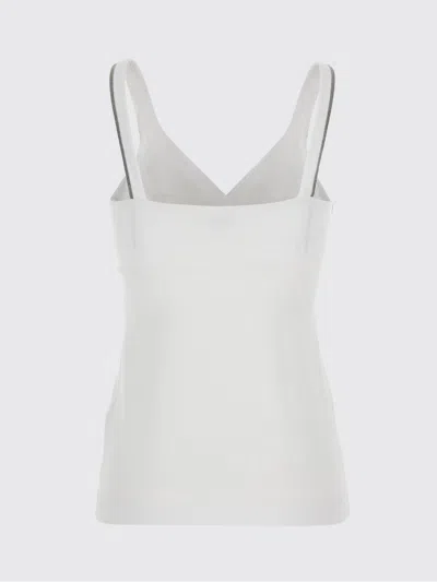 Brunello Cucinelli Silk Strap Top In White