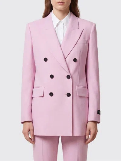 Msgm Double-breasted Notched Lapel Jacket In Pink