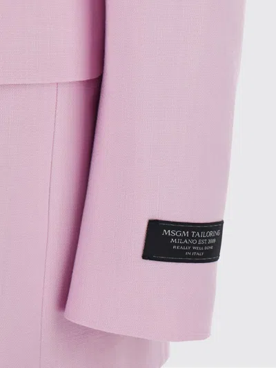Msgm Double-breasted Notched Lapel Jacket In Pink