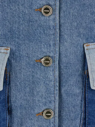 Ganni Buttoned Distressed Jacket In Multi