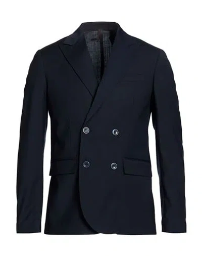 Exte Man Blazer Midnight Blue Size 48 Polyester, Viscose, Elastane In Blue