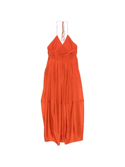 Zimmermann Womens Tangerine Mahon Halter-neck Silk Maxi Dress Xl In Orange