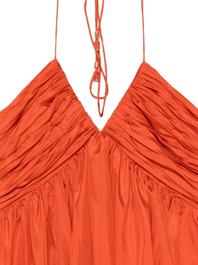 Zimmermann Womens Tangerine Mahon Halter-neck Silk Maxi Dress Xl In Orange