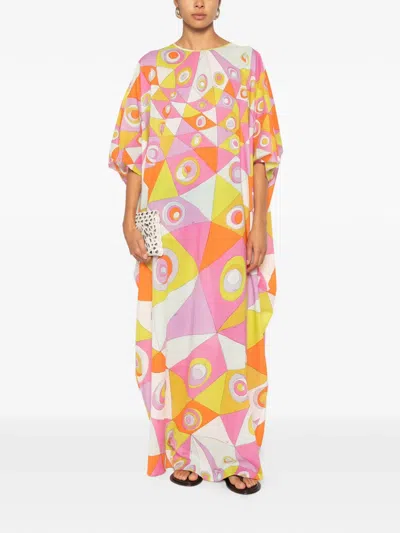 Pucci Occhi-print Cotton Muslin Maxi Caftan Dress In Multi