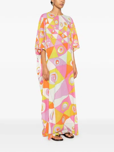 Pucci Occhi-print Cotton Muslin Maxi Caftan Dress In Multi