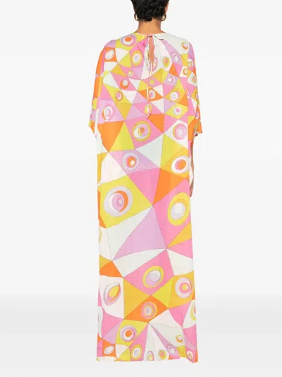 Pucci Occhi-print Cotton Muslin Maxi Caftan Dress In Multi