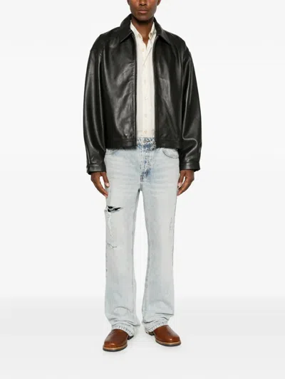 Cole Buxton Leather Zip-up Jacket In Multi