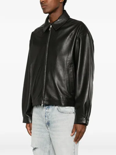 Cole Buxton Leather Zip-up Jacket In Multi