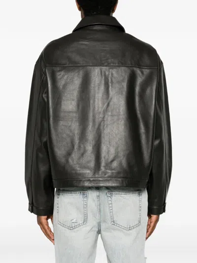 Cole Buxton Leather Zip-up Jacket In Multi