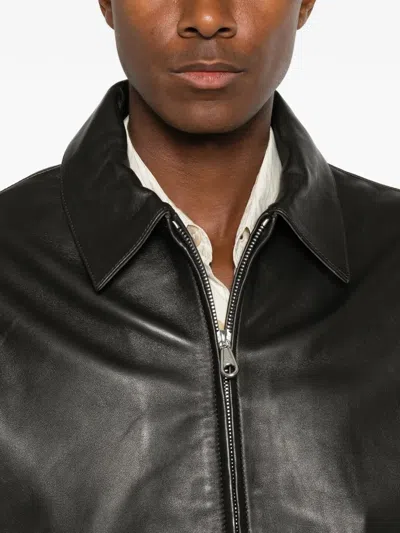 Cole Buxton Leather Zip-up Jacket In Multi