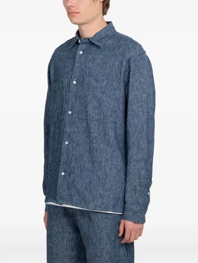 Minimum Titan Patch-pocket Overshirt In Blue