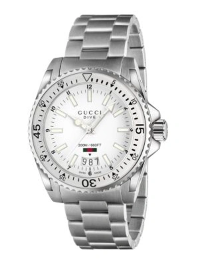 Shop Gucci Dive Stainless Steel Bracelet Watch In Na