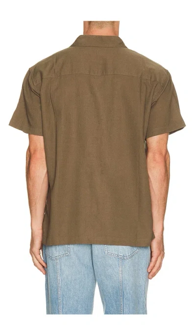 Obey Perry Woven Button Down Canteen In Brown